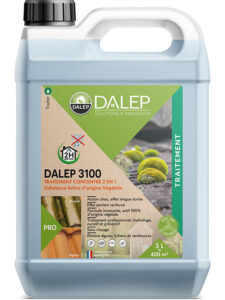 Bidon transparent avec un bouchon noir. Le produit contenu est du DALEP 3100 de la gamme éco.R.