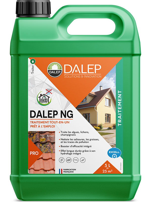 Photo du bidon de DALEP NG en 5 L. Le bidon est vert avec un bouchon noir
